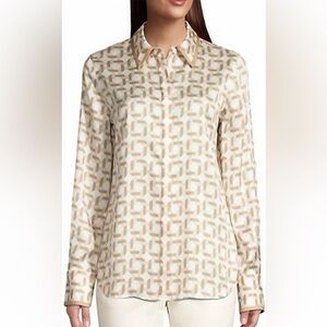 Lafayette 148 Geometric Print Button Up SayBlouse